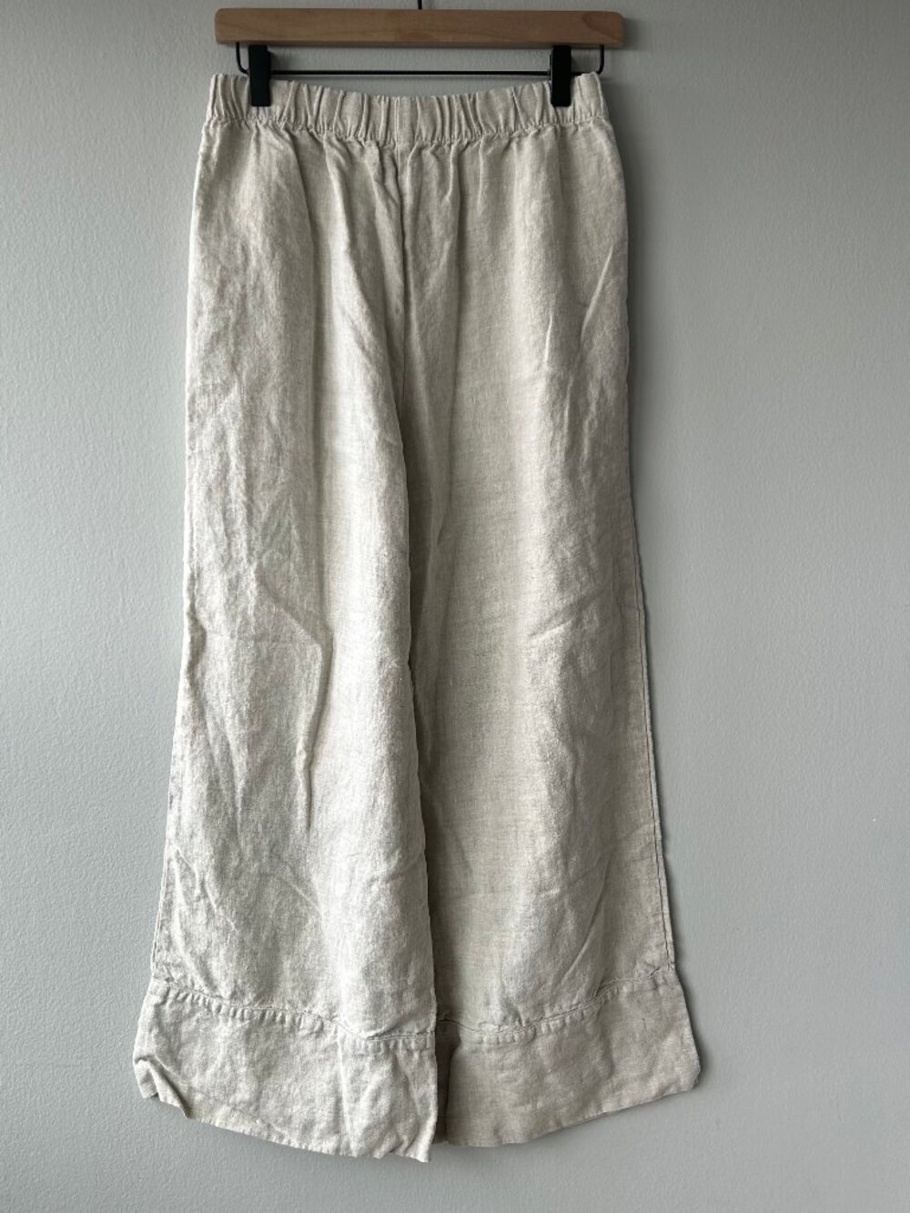 Reformation Fernando Linen Wide Leg Pant Oatmeal Elastic Waistband Size M Women - Picture 5 of 11